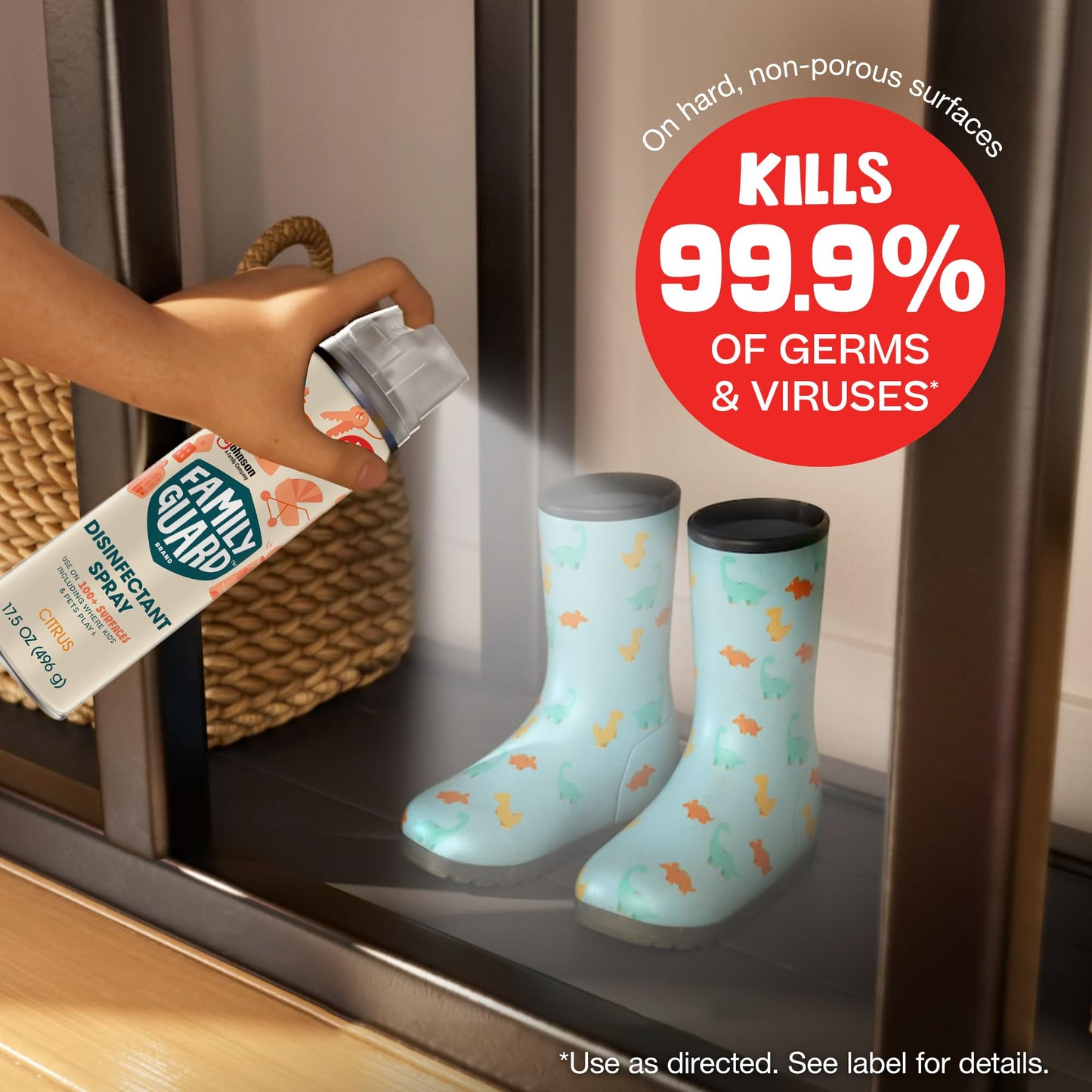 FamilyGuard Disinfectant Spray Aerosol, Antibacterial & Sanitizing Spray, Use on 100+ surfaces including where kids & pets play, Citrus Scent, 17.5 oz