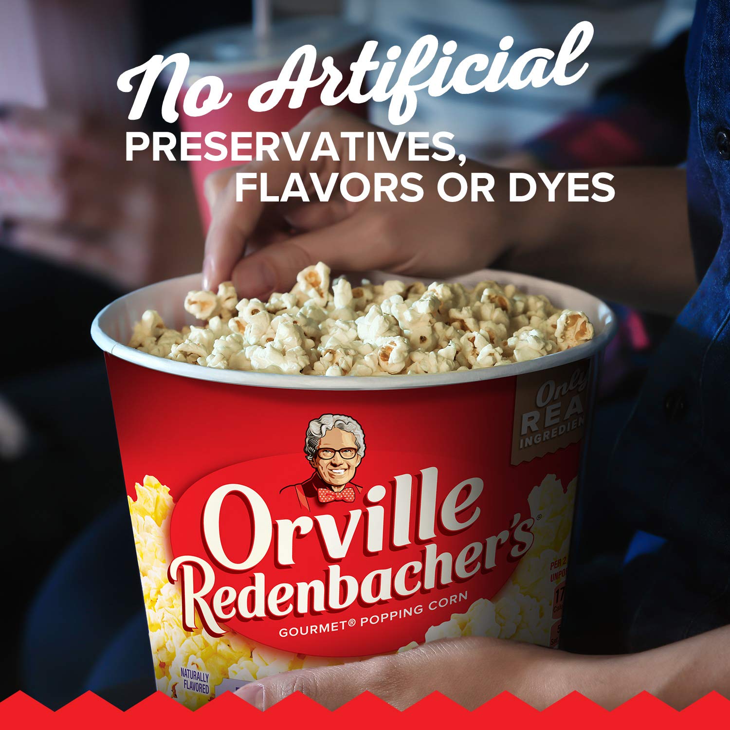 Orville Redenbacher’s Microwave Popcorn + Tub, Movie Theater Butter Flavor, 2g Fiber Per Serving, 3.9 oz.