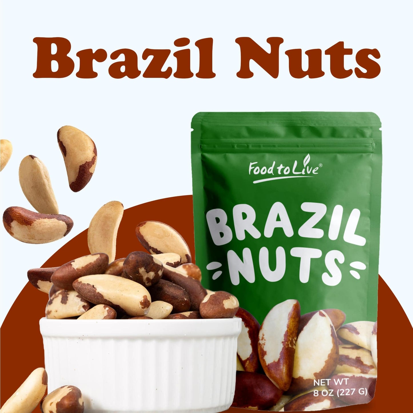 Food to Live - Raw Brazil Nuts, 1 Pound, Raw, Whole, No Shell, Unsalted, Kosher, Vegan, Keto and Paleo Friendly, Bulk, Good Source of Selenium, Low