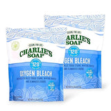 Charlie’s Soap Oxygen Bleach Powder for Laundry & Household Cleaning, Color-Safe & Chlorine-Free Stain Remover, 4 lb Bags (120 Loads Each), 2 Pack