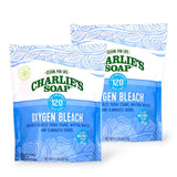 Charlie’s Soap Oxygen Bleach Powder for Laundry & Household Cleaning, Color-Safe & Chlorine-Free Stain Remover, 4 lb Bags (120 Loads Each), 2 Pack