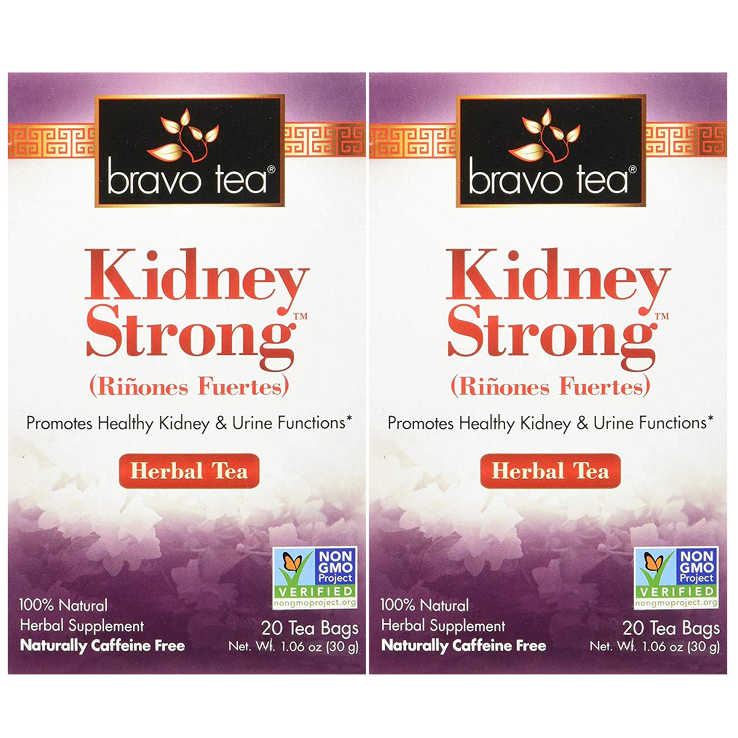 Bravo Tea Kidney Strong Herbal Tea Caffeine Free, 20 Tea Bags, 2 Count