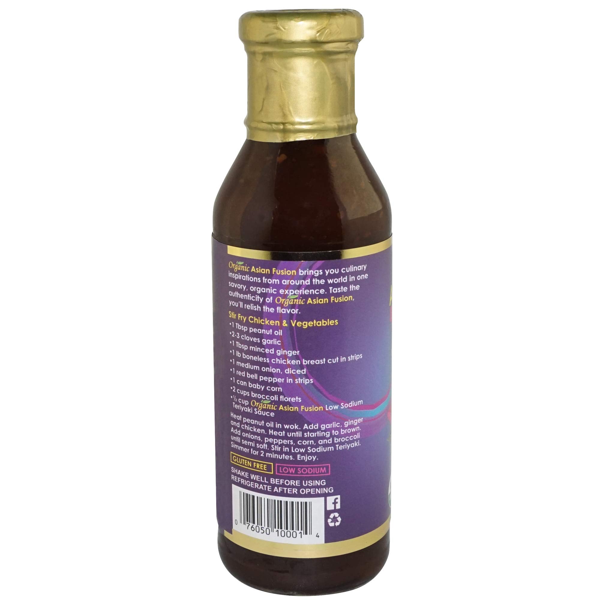 Asian Fusion Low Sodium Teriyaki Sauce, 15 Ounce - Non-GMO, Organic Certified, Kosher & Gluten Free