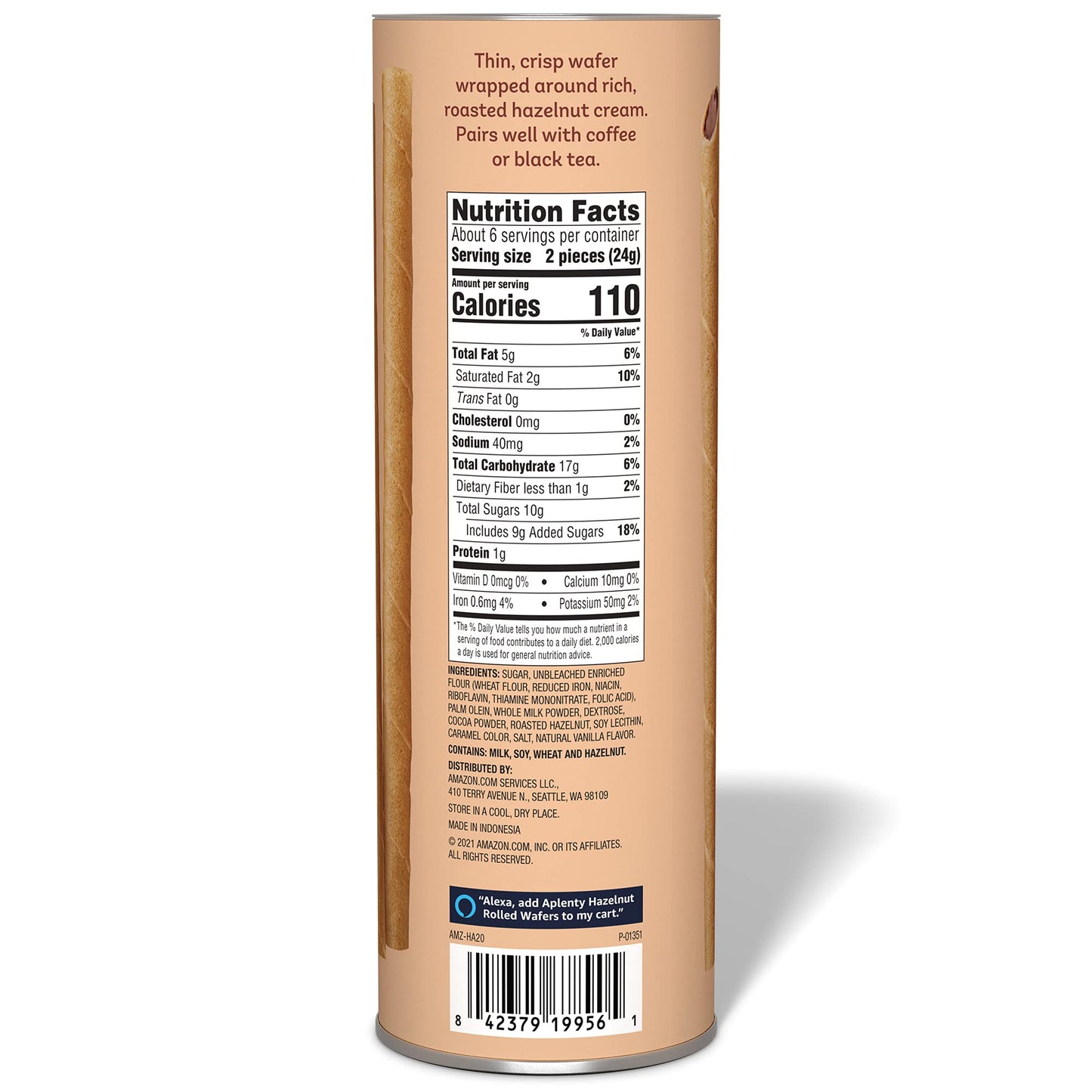 Amazon Brand - Aplenty, Hazelnut Rolled Wafers, 5 oz
