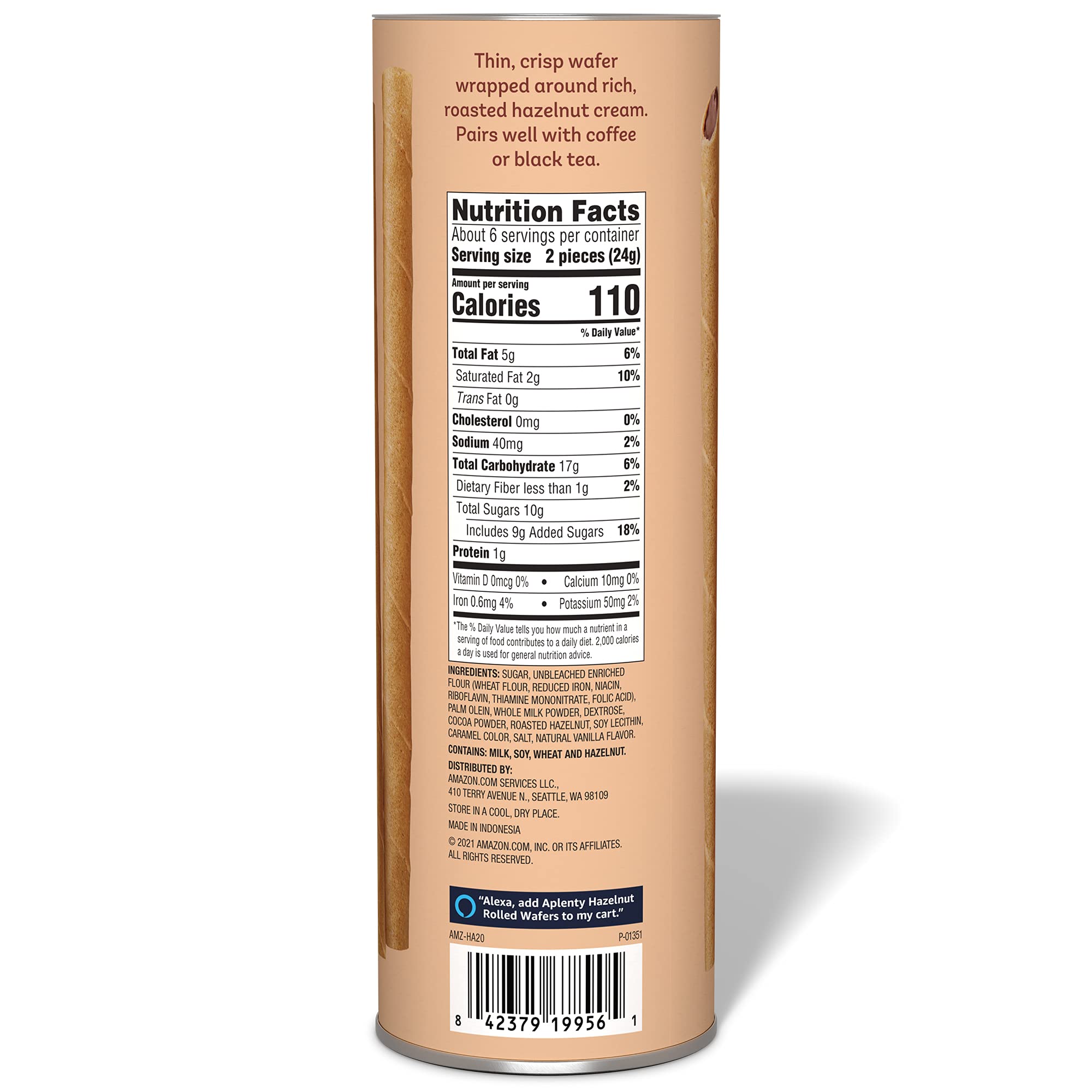 Amazon Brand - Aplenty, Hazelnut Rolled Wafers, 5 oz