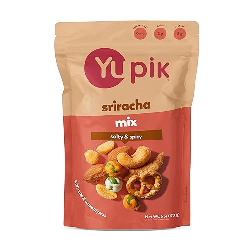 Yupik Sriracha Mix, 6 Oz, Savory Crunchy Snack, Spicy Blend, BBQ Trail Mix, Protein Snacks, Cashews, Wasabi Peas, Pretzels, Game Night & Party Snack
