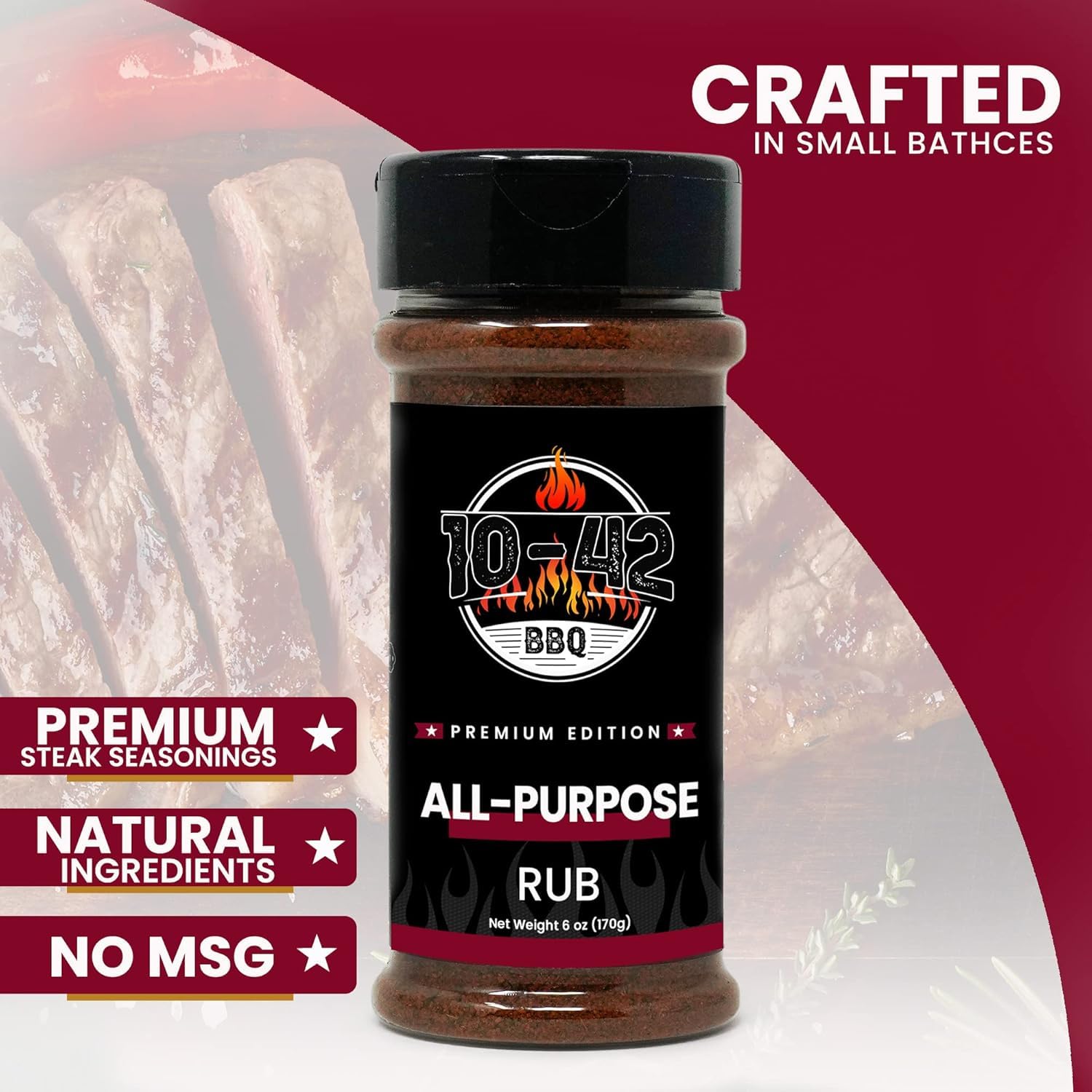 10-42 All-Purpose BBQ Rub Seasoning NO MSG, 0 Calorie | Premium Edition, All Natural Dry Meat Rubs for Chicken, Turkey, Pork, Beef, Steak, Ribs