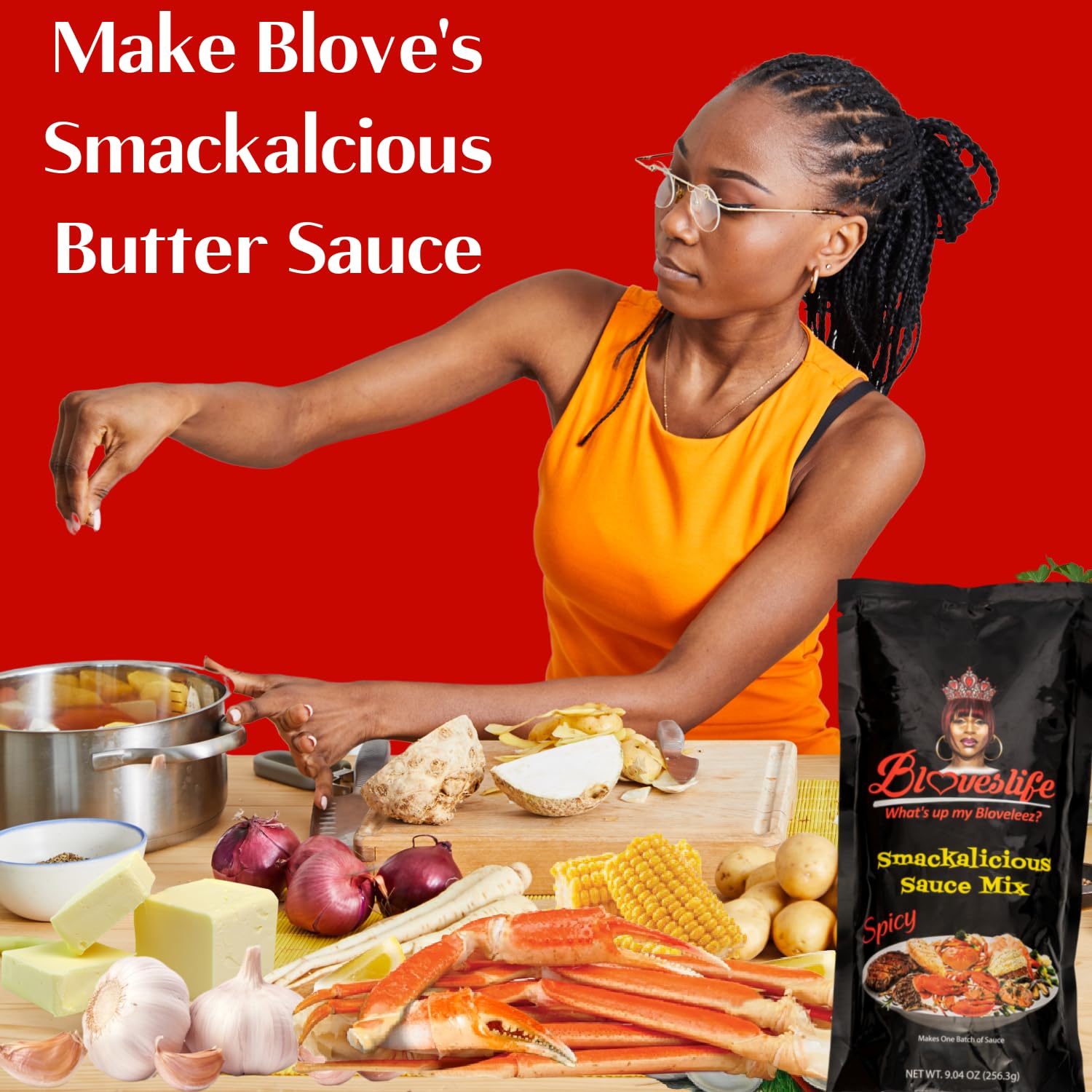 Bloveslife 1 Pack Spicy Cajun Smackalicious Sauce Seasoning Mix - Seafood Boil Butter Sauce Spice Blend with Bold Spicy flavor for Fish, Crab, Shrimp