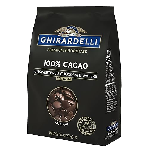 Ghirardelli Chocolate Company 100% Cacao Unsweetened Wafers, 5lb. Bag (Pack of 1)
