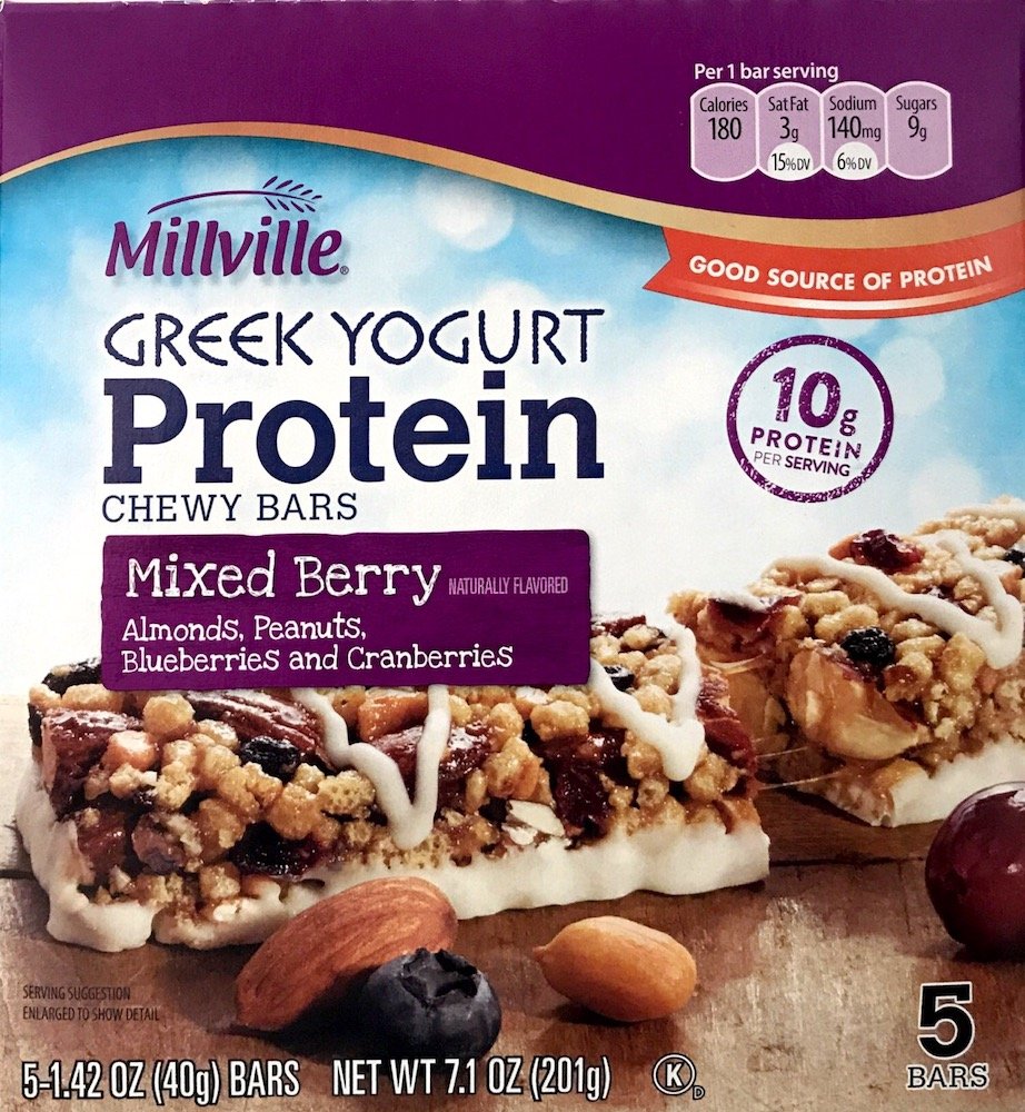 Milleville Greek Yogurt 10g Protein Chewy Bars (Mixed Berry)
