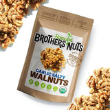 Brothers Nuts Garlic Salty Walnuts - Organic, Sprouted Walnuts - Healthy Keto Snack - Vegan, Gluten-Free, Kosher - No Preservatives - 6 oz