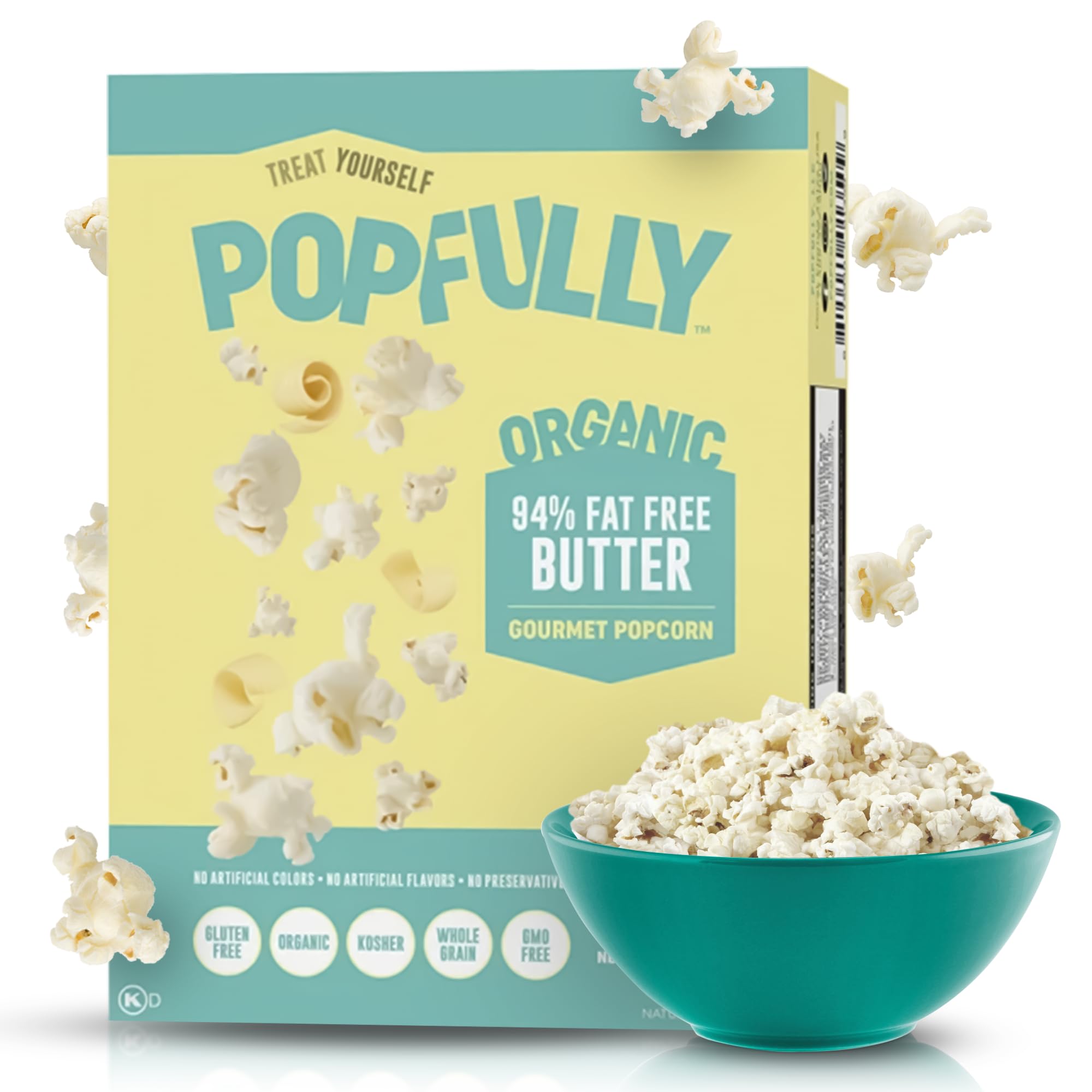 POPFULLY 94% Fat Free Popcorn Fully Pops, Sharing Bags, Light Butter Flavor, Big Pop, Micro Popcorn Bags, 3-Pack