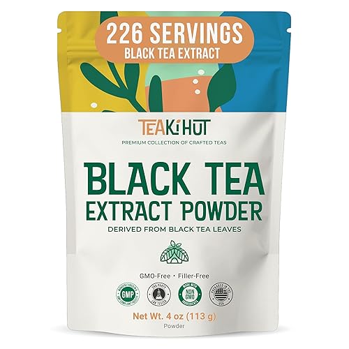 Instant Black Tea Extract Powder, Unsweetened Iced Tea Extract Powder from Real Black Tea Leaves for Hot or Cold Drinks, Instant Black Tea Mix