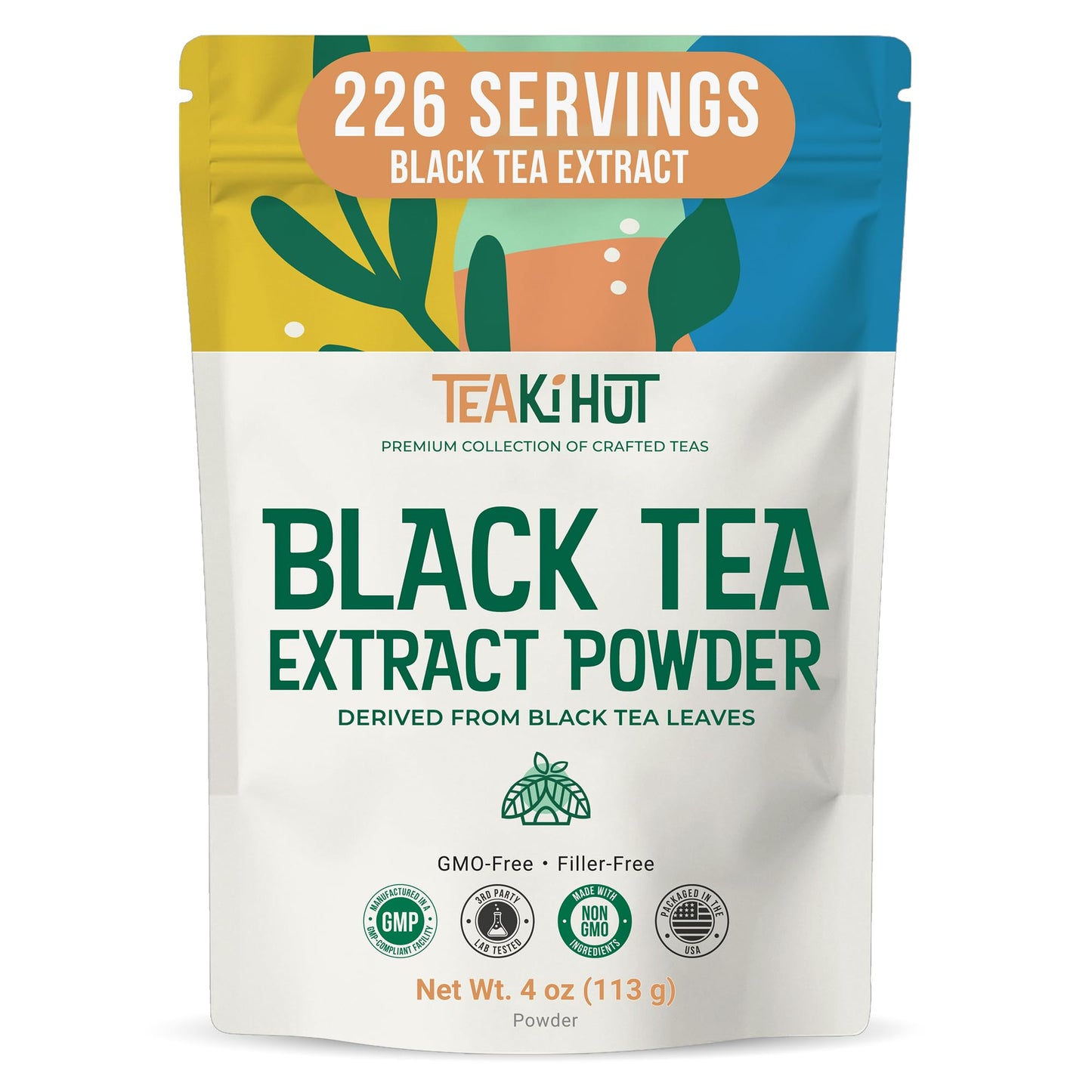 Instant Black Tea Extract Powder, Unsweetened Iced Tea Extract Powder from Real Black Tea Leaves for Hot or Cold Drinks, Instant Black Tea Mix