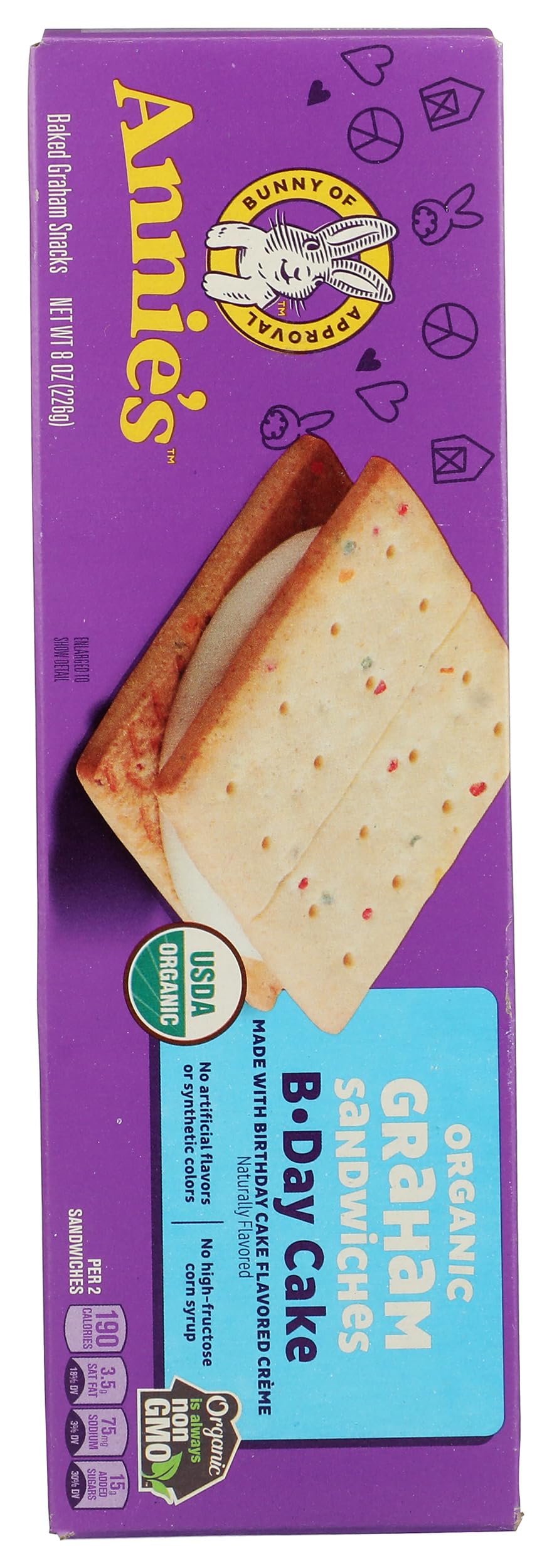 Annie's Homegrown Organic Birthday Cake Graham Sandwiches, 8 OZ