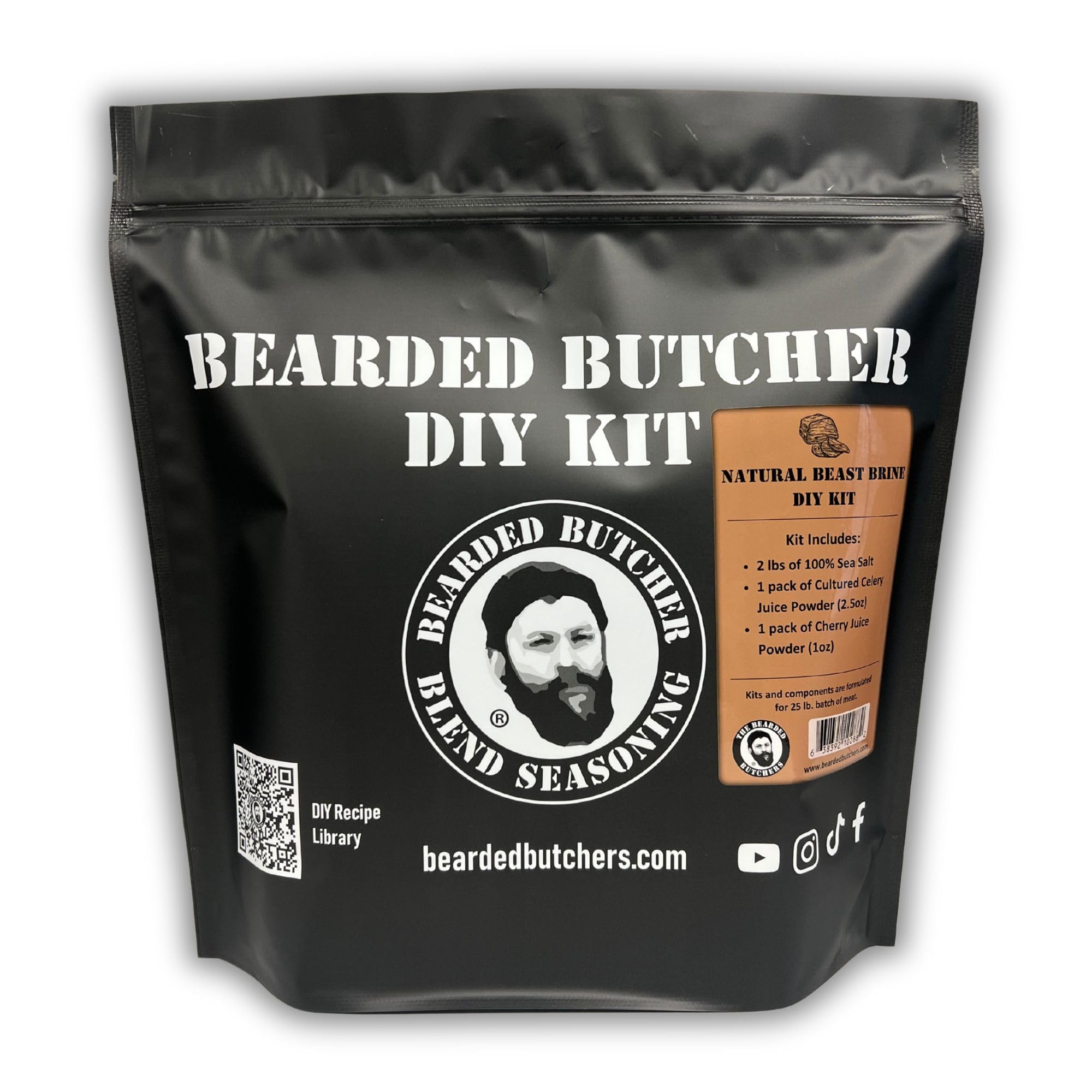 Bearded Butchers Natural Cure Beast Brine DIY Kit - All-Natural Curing Brine for Homemade Deli Meats, Roast Beef, Venison - Includes Sea Salt