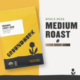 Groundwork USDA Organic Whole Bean Coffee, Lucky Jack, 12 oz Bag