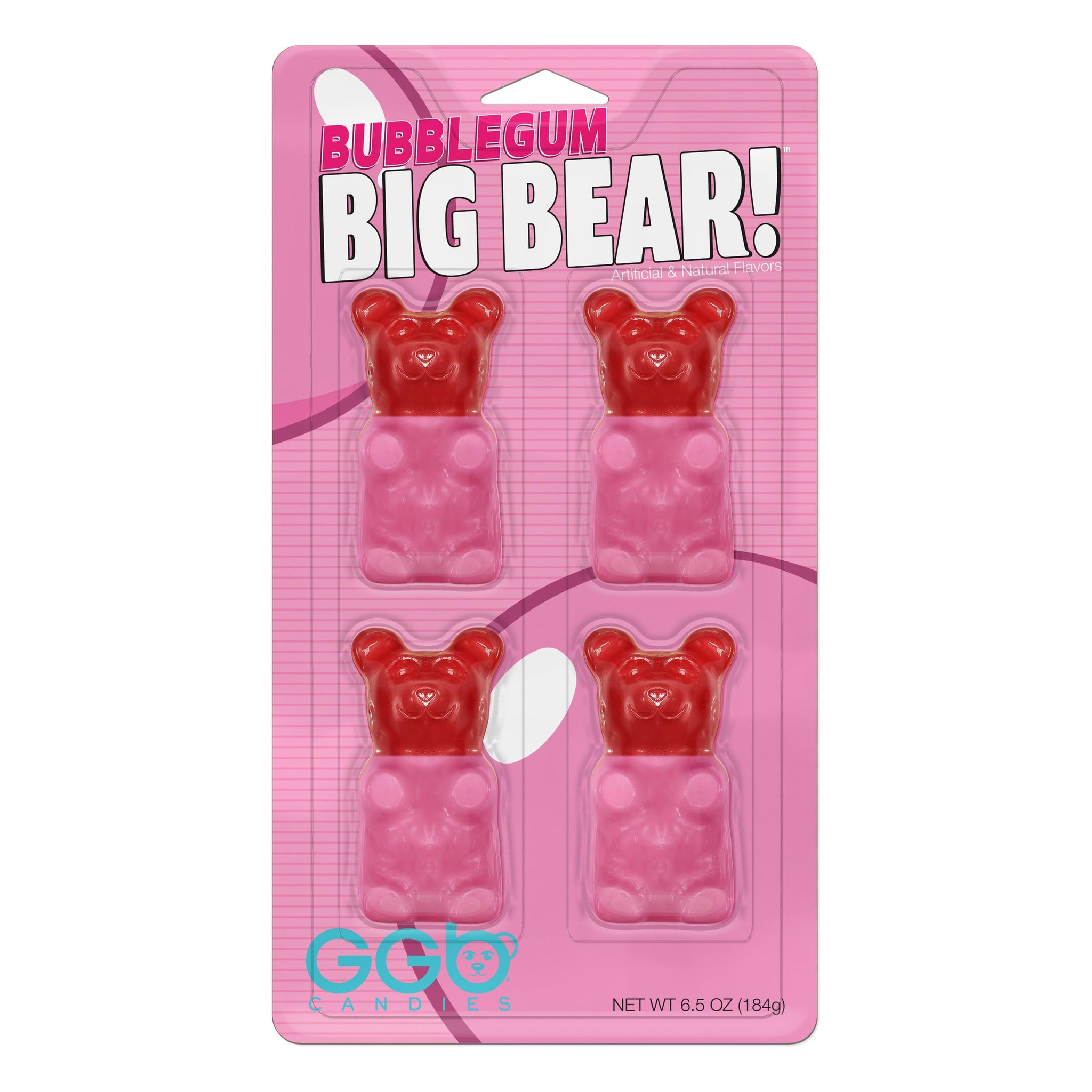 Big Bear!™ Bubblegum 4 Pack - Double the Delight with Real Bubblegum and Gummy Candy Together, a GGB Candies Treat! (Cherry)