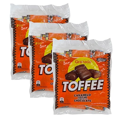 GRANADA - Original Milk Caramel Toffee Covered With Chocolate - Snack Size 25PCS Individually Wrapped - Pack of 3