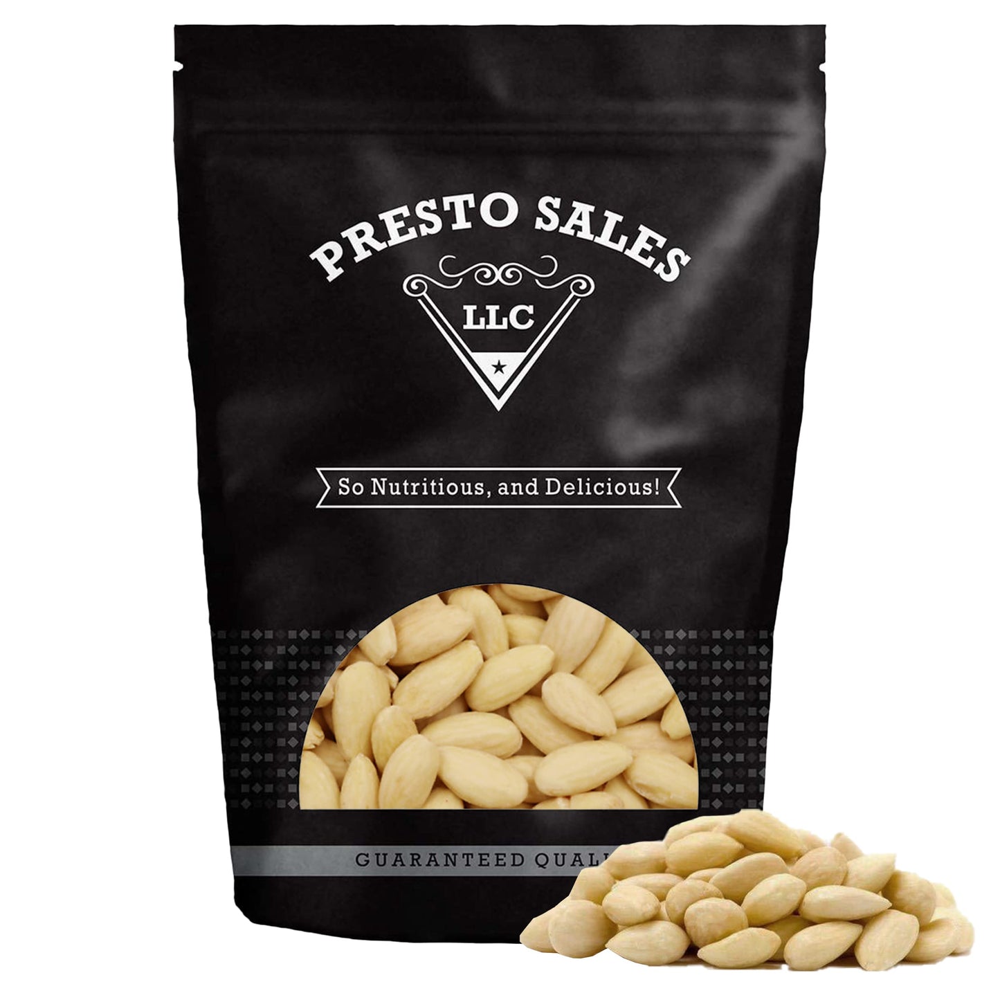Presto Sales Whole Blanched Almonds Skinless Raw 16 oz. | Great for baking and decorations | Vegan, Non-GMO | Healthy, High Protein | Resealable 1 lb