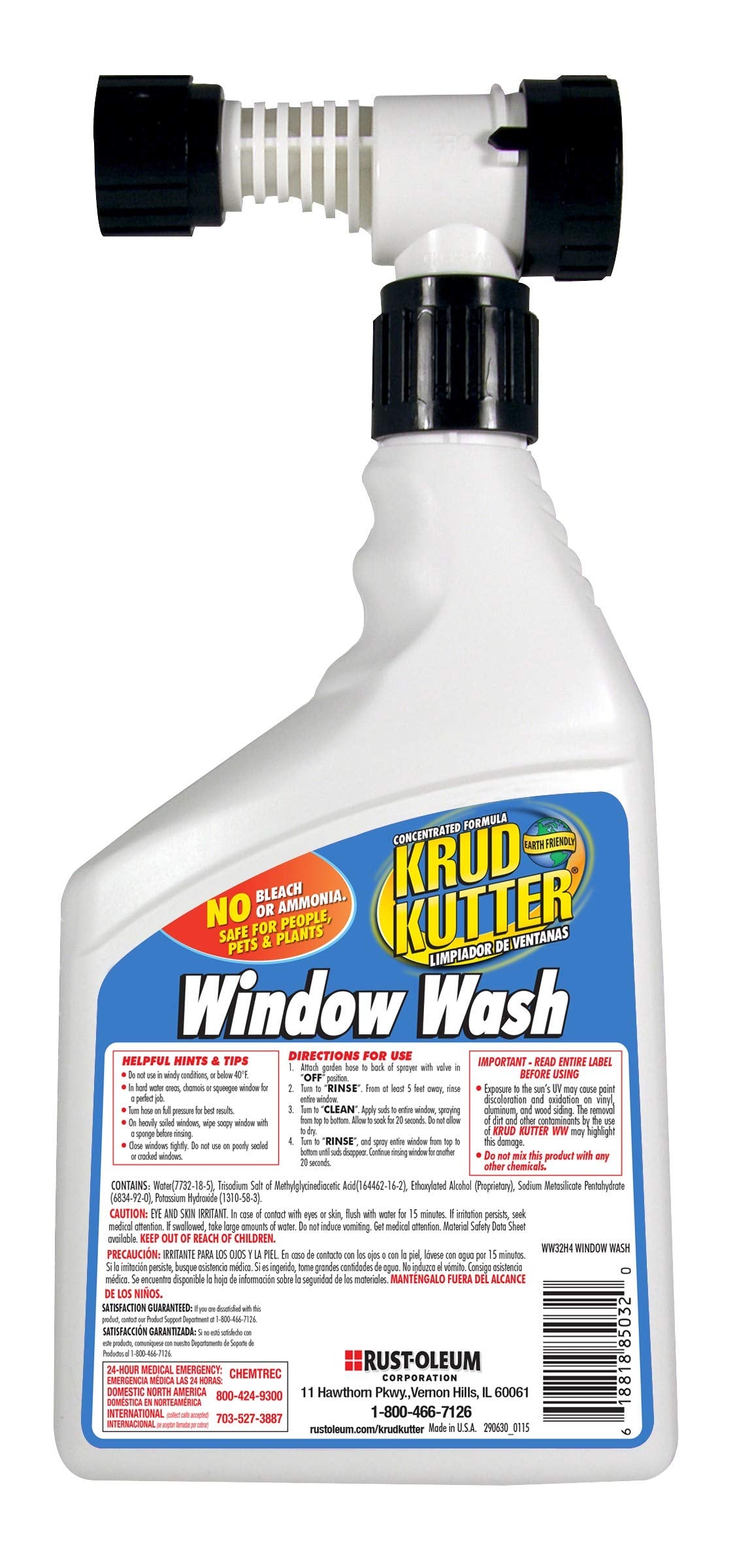 Krud Kutter Window Wash Cleaner, 32 oz, Streak Free Glass Cleaner for Windows, Mirrors and Glass Surfaces, Removes Dirt, Dust and Grime, Indoor