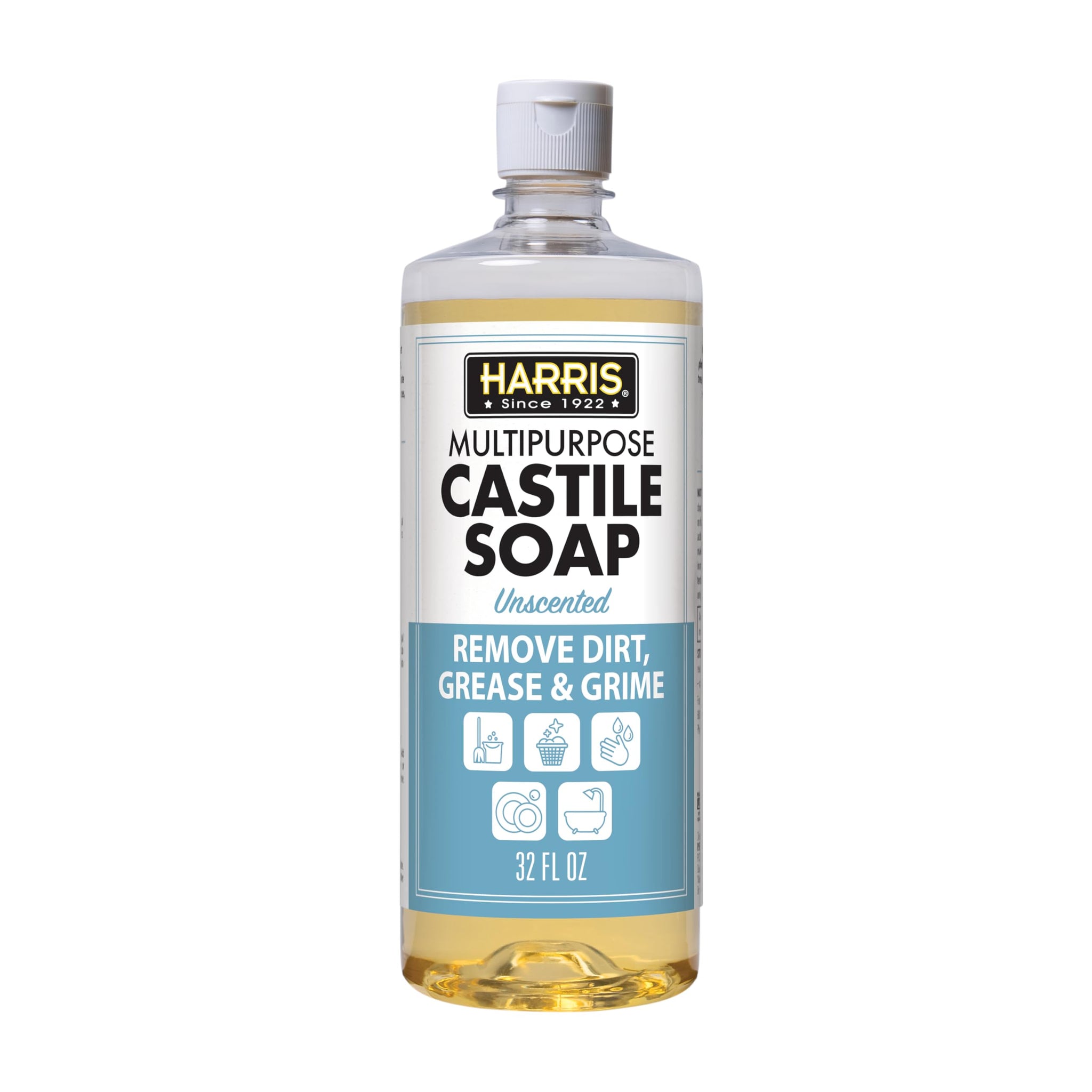 HARRIS Multi-Purpose Pure Liquid Castile Soap for Home Cleaning, Multi-Purpose Cleaner, For Dish Soap, Laundry Detergent, Kitchen and Bathroom