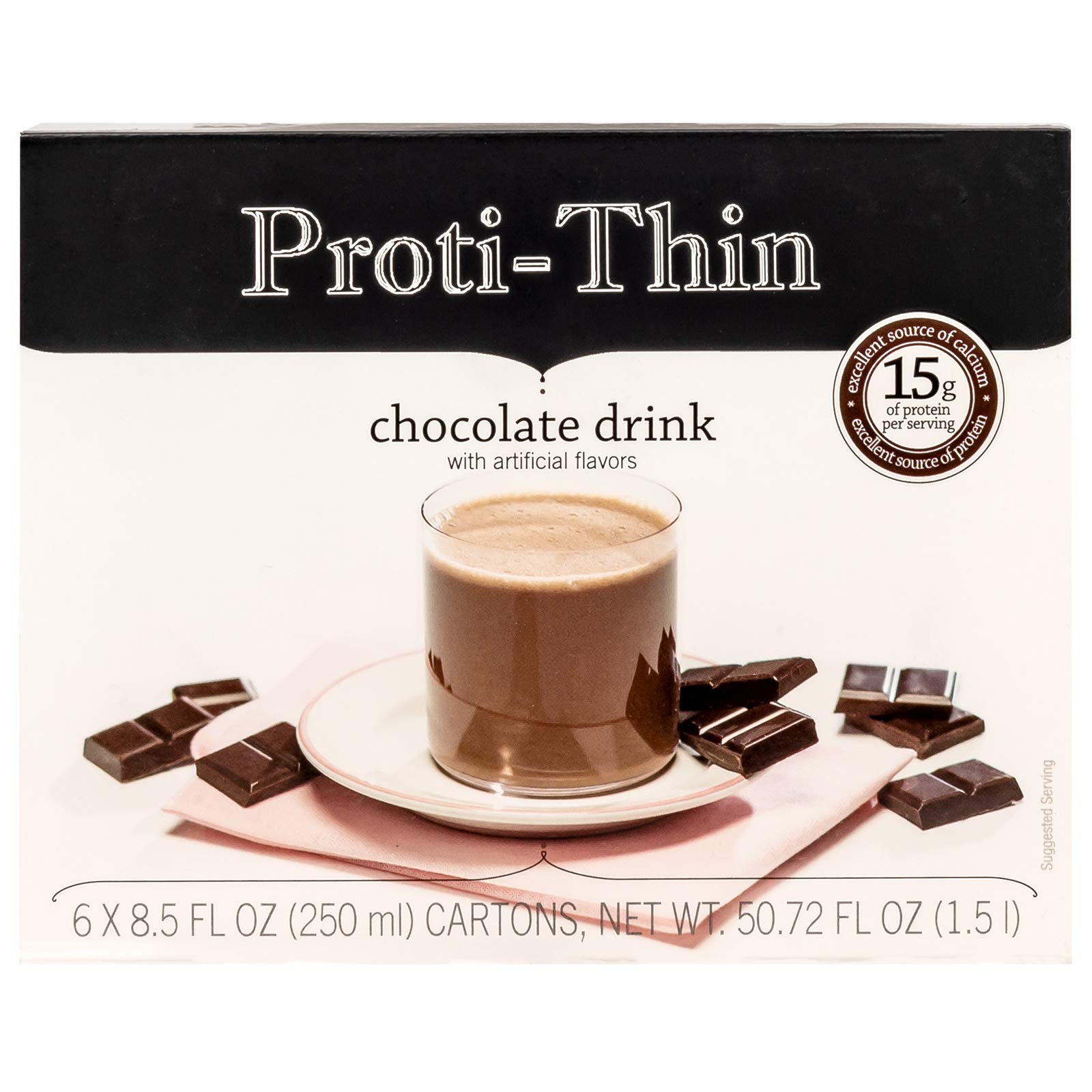 Proti-Thin Creamy Chocolate High Protein Ready to Drink | Low Calorie, Low Fat, Low Sugar Hot Chocolate Shake | Gluten Free, KETO Diet Friendly, Ideal