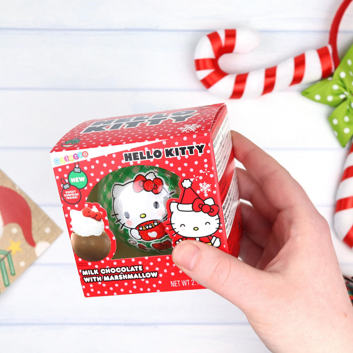 Limited Edition Christmas Hello Kitty Milk Chocolate Balls, Hot Cocoa Melts with Marshmallows, Holiday Stocking Stuffers for Teens, 2.12 Ounces (Pack