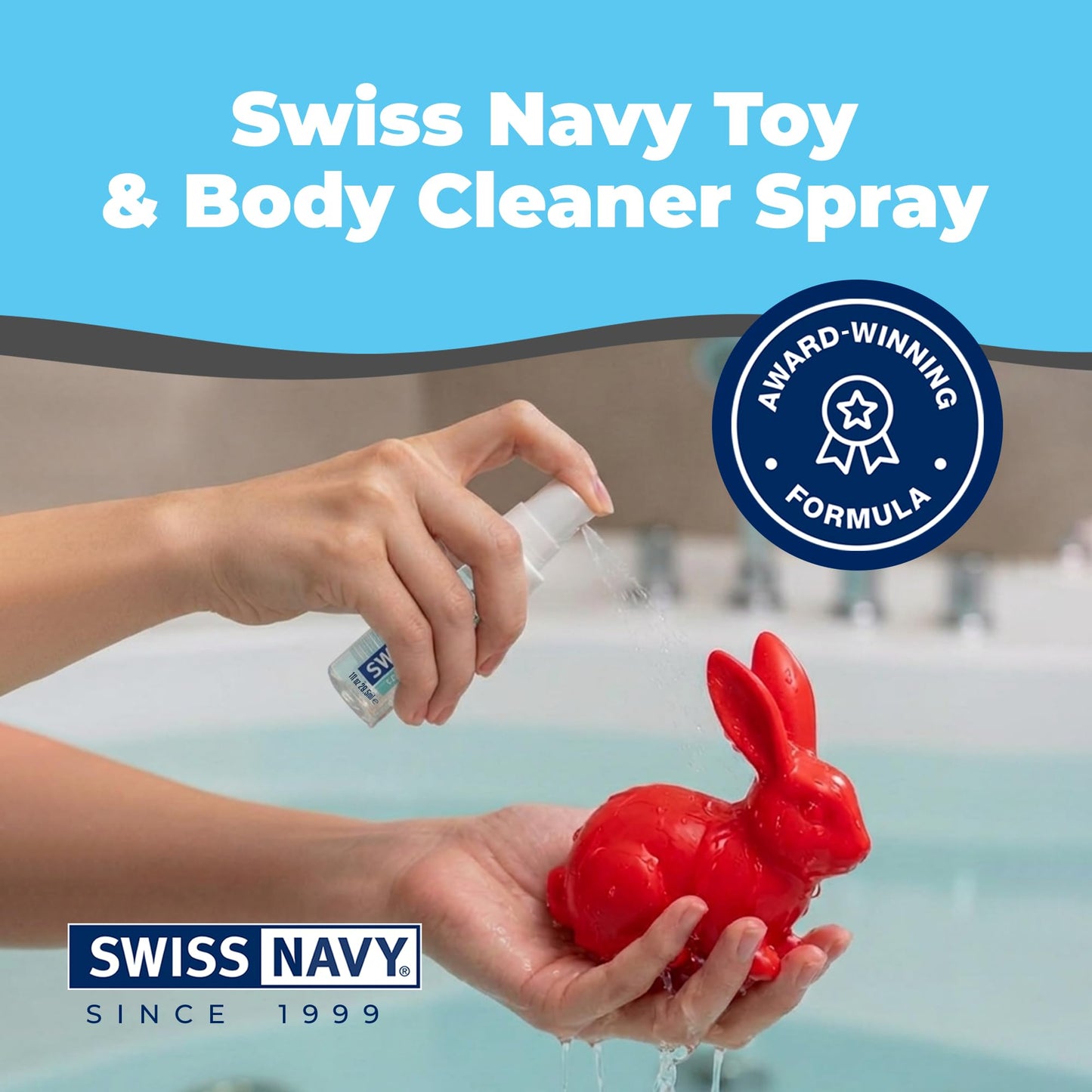 Swiss Navy Premium Toy & Body Spray Cleaner - 1 oz - Body-Safe, Gentle, Dermatologically Tested Cleanser for Toys & Intimate Areas - Safe