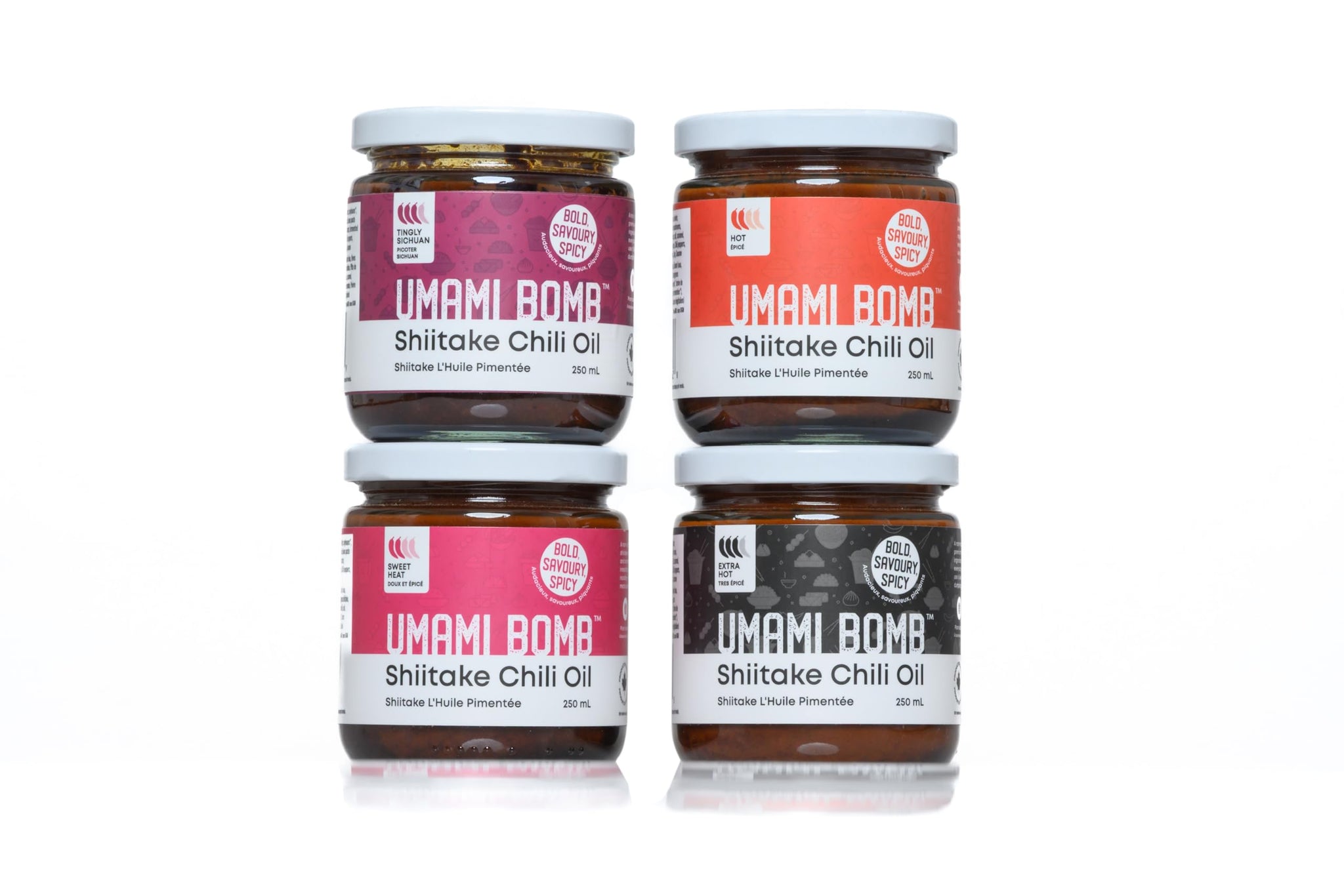 Umami Bomb All Purpose Shiitake Chili Oil Sauce | Savory & Delicious Medium, Hot, Extra Hot, Tingly Sichuan & Sweet Heat Chili Oil | All Natural
