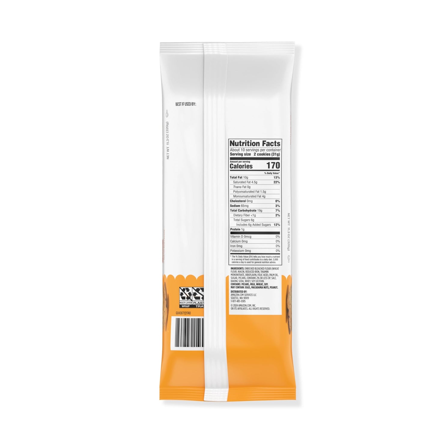 Amazon Grocery, Pecan Shortbread Cookies, 11.3 Oz