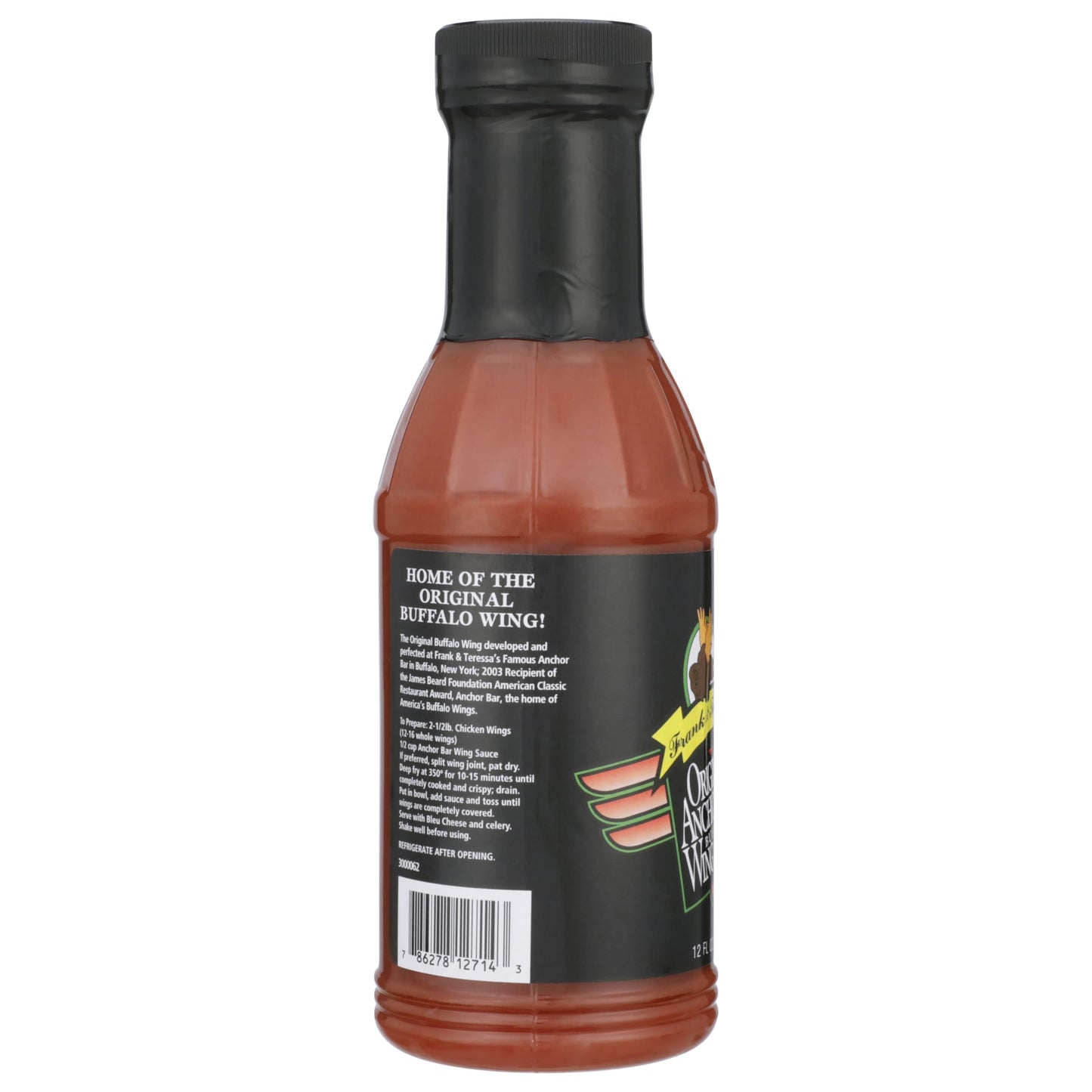 Anchor Bar Original Buffalo Wing Sauce, Hotter Recipe, 12 fl oz | Authentic Buffalo Wing Sauce | Classic Tangy & Spicy Condiment for Wings, Chicken