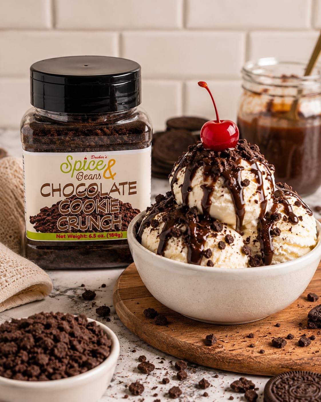 Chocolate Cookie Crunch Crumbles | Ice Cream & Dessert Topping, Baking Mix-In, Cake Decoration, Chocolate Sandwich Cookie Pieces, Ready-to-Use Easy