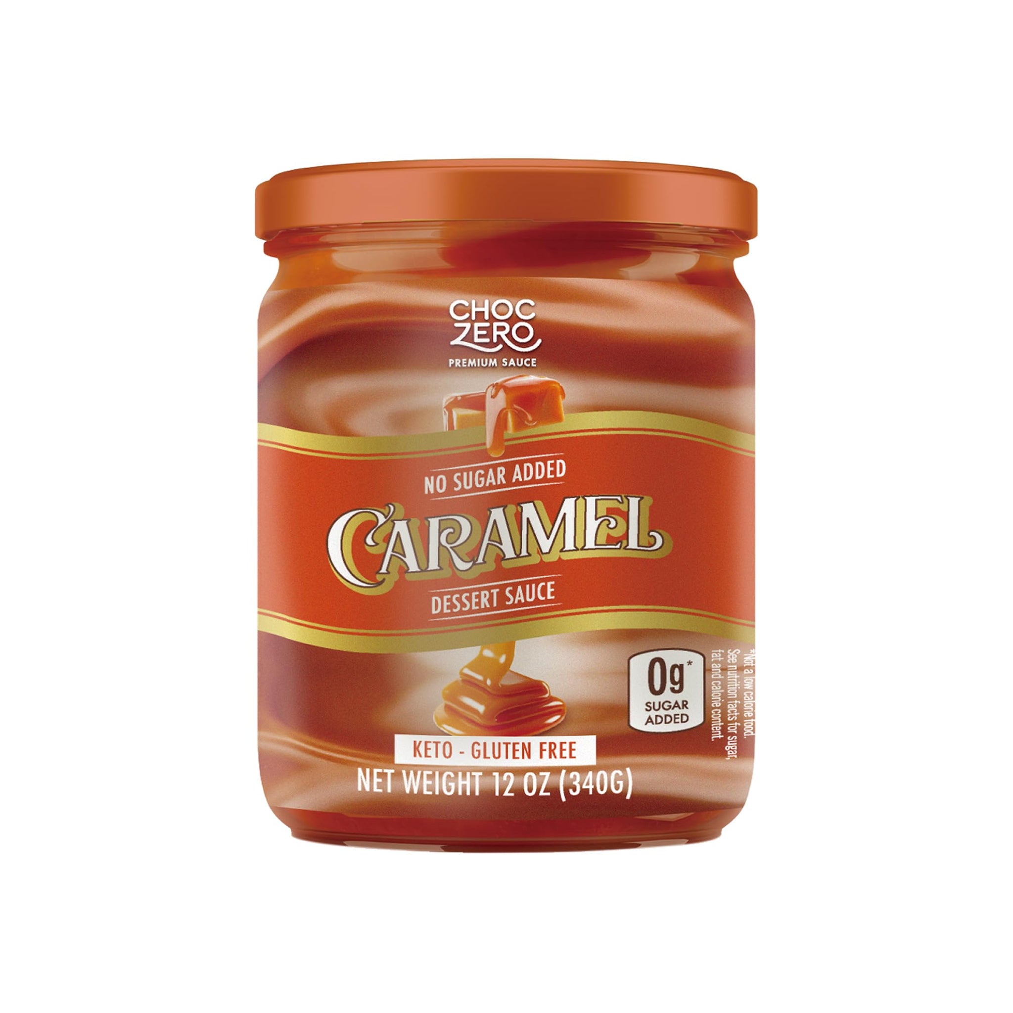 ChocZero Keto Caramel Sauce, No Sugar Added, No Artifical Sweeteners, Low Carb Dessert & Coffee Topping, Gluten Free, 12 oz Jar