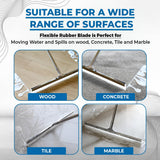 MHM AquaSlide PushPro - 28-Inch Heavy Duty Squeegee for Concrete Floors & Wet Surfaces | Industrial Rubber Blade Water Removal Tool for Garages