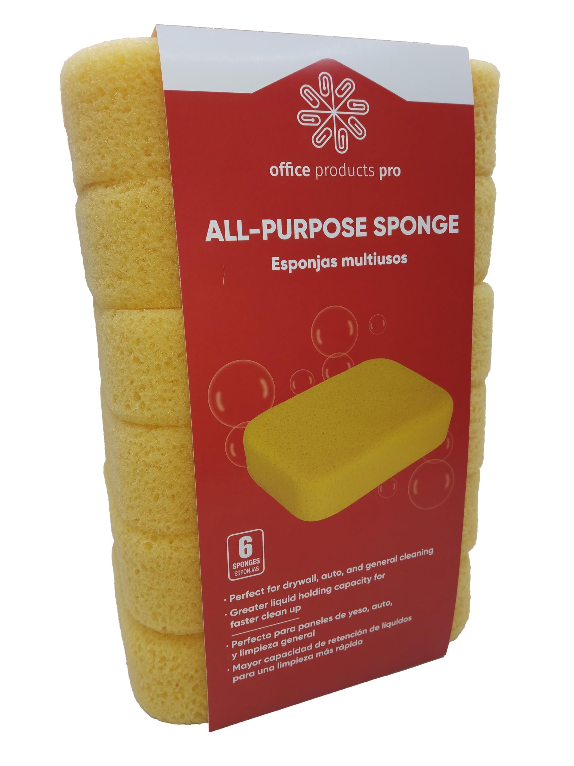All Purpose Sponge, Heavy Duty, Ultra Performance, Extra Large 7.5” x 5.5” x 1.875” (6 Pack)