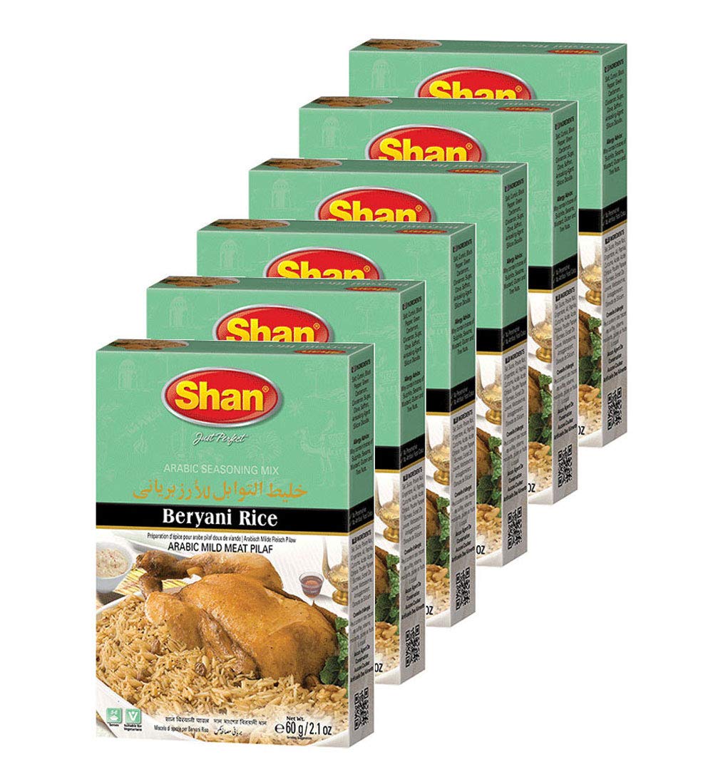 Shan Beryani Rice Arabic Seasoning Mix 2.11 oz (60g) - Spice Powder for Arabic Style Mild Meat Pilaf - Suitable for Vegetarians - Airtight Bag in