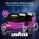 Lavazza Expert Espresso Intenso Capsules - 72 Count - Dark Roast Coffee Pods with Arabica & Robusta Blend - Bold Flavor & Rich Crema - Compatible