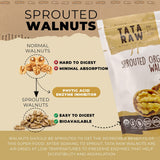 TATA RAW - Sprouted Organic Walnuts - PLAIN. Nothing added -1 lb. Soaked & Air dried SUPER QUALITY. Raw. Alive. Activated. Fresh