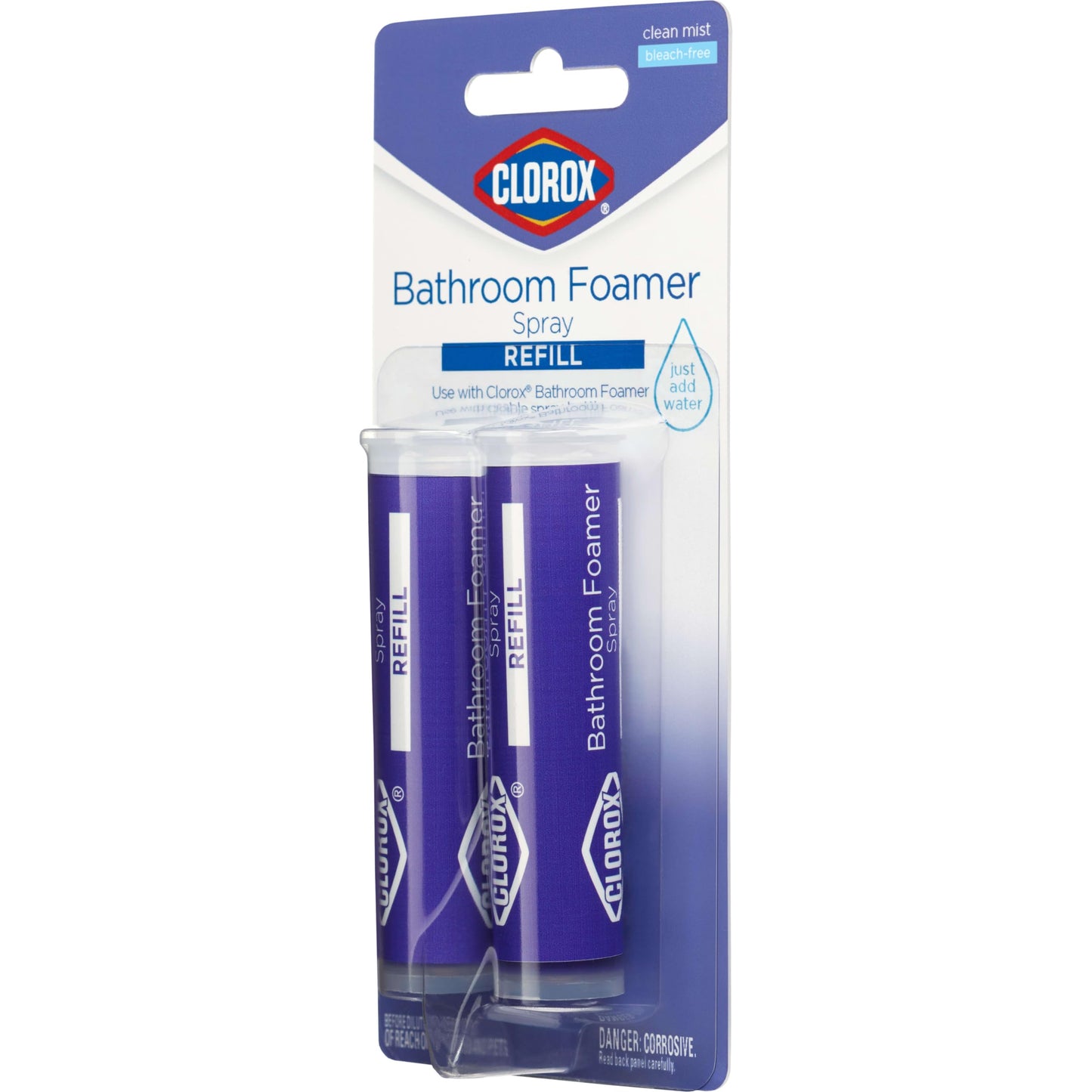 Clorox Bathroom Foamer Refill Cartridge Bathroom Foamer Reusable Spray Bottle, Household Essentials, Two Refill Cartridges, 0.66 Ounces (Package May