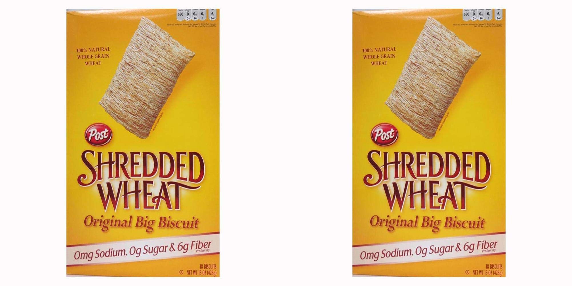 Post Shredded Wheat Original Cereal, No Sugar or Salt Added, 15-Ounce Boxes Pack of 2