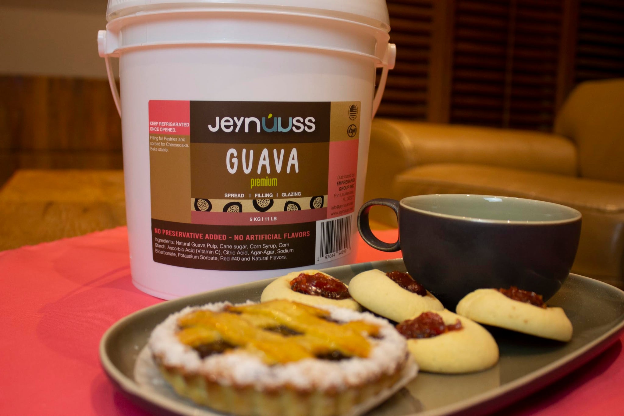 Jeynuuss Premium Guava Cake and Pastry Filling, (11 LB) Bulk Guava Paste for Baking, Pies, Donuts & Empanadas - Kosher & Gluten-Free - Gourmet Fruit