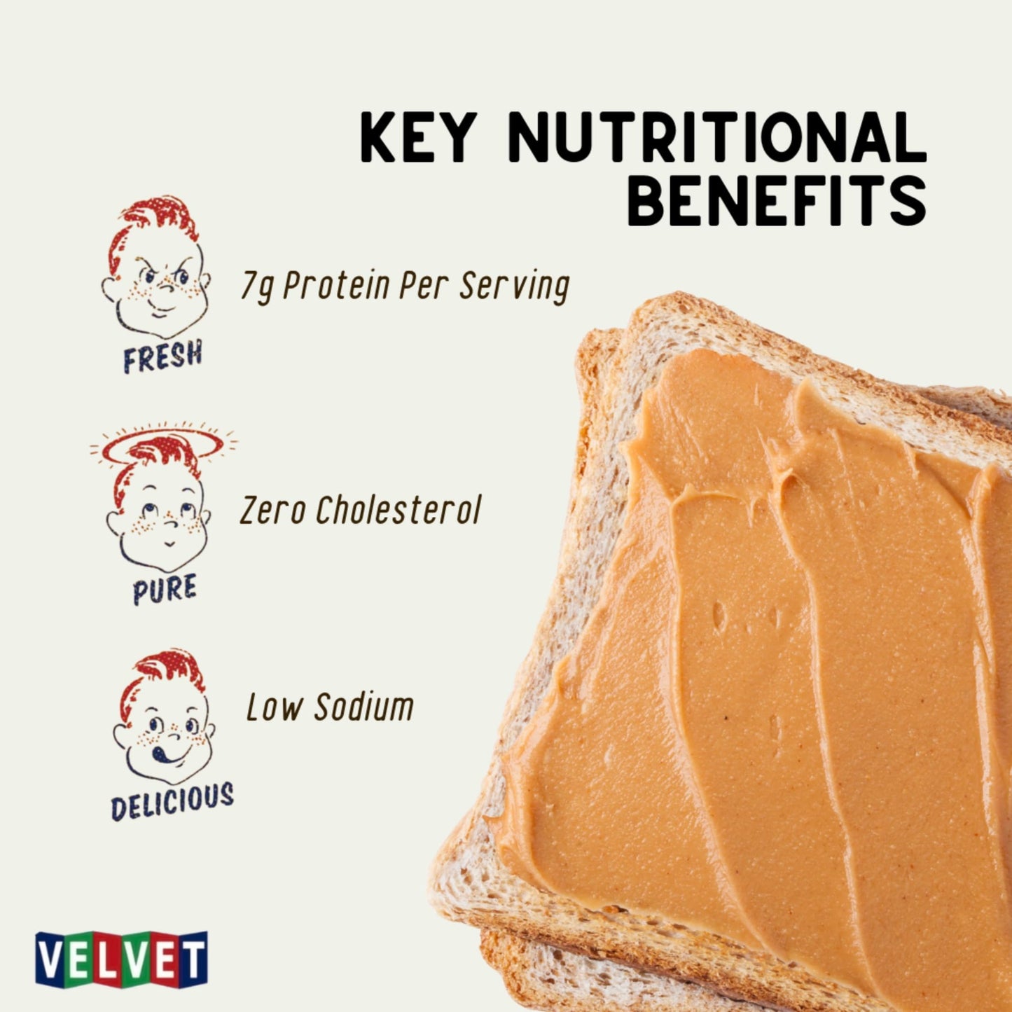 Velvet Peanut Butter, Crunchy - Detroit’s Classic Since 1937, Smooth & Nostalgic Spread with “Fresh, Pure, Delicious” Label, Made in the USA