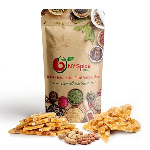 NYSPICE SHOP Peanut Brittle - 1 lbs. (pound) Thin & Crispy Peanut Brittle - Pure Sugar Salt - Crunchy Old Fashioned Peanut Brittle - Freshly Roasted
