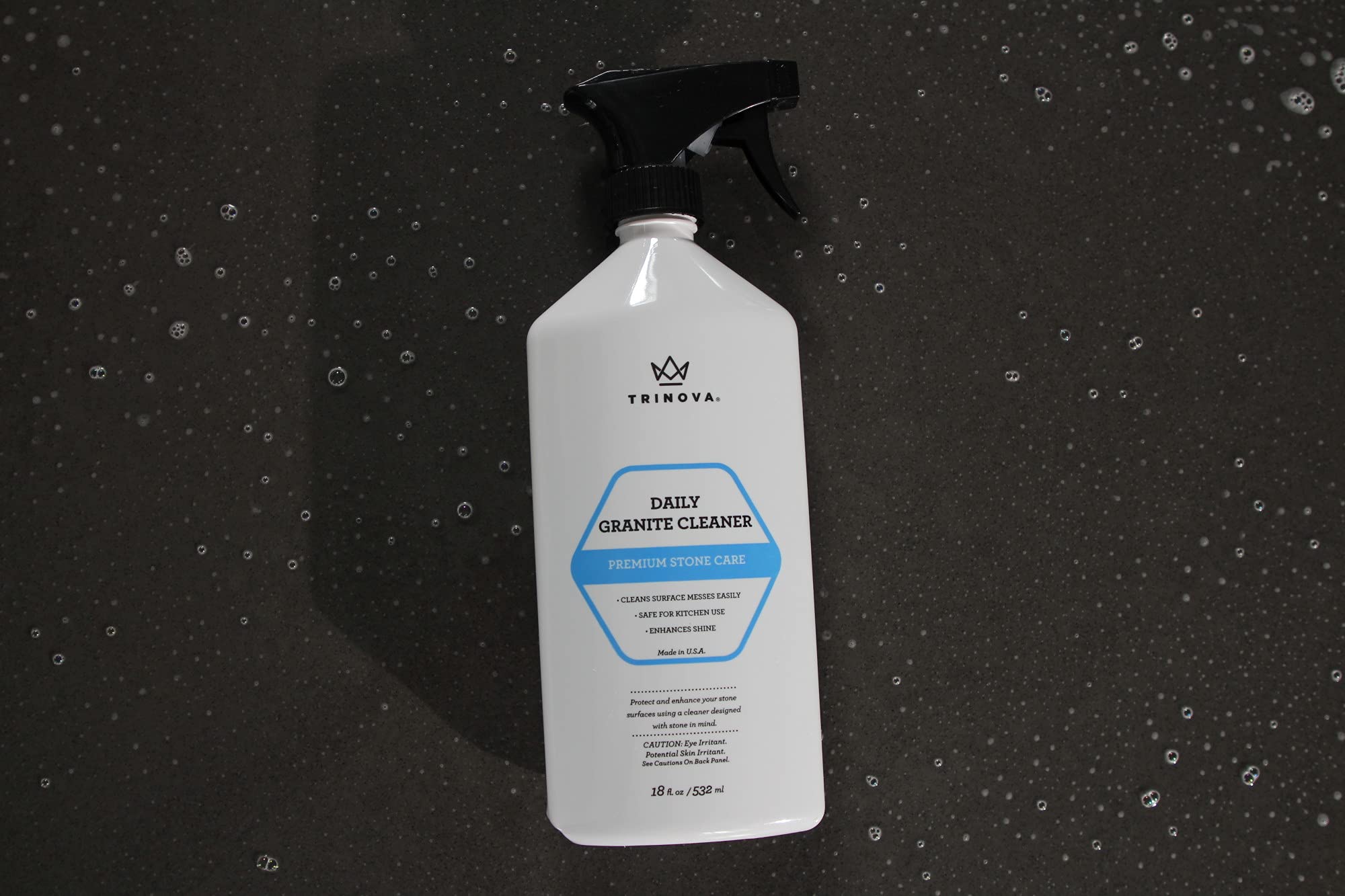 TriNova Granite Cleaner & Polish for Daily Use - Made in USA, Enhances Shine, Streak-Less - for Counter-Tops, Marble, Stone, Bathroom Tile Kitchen