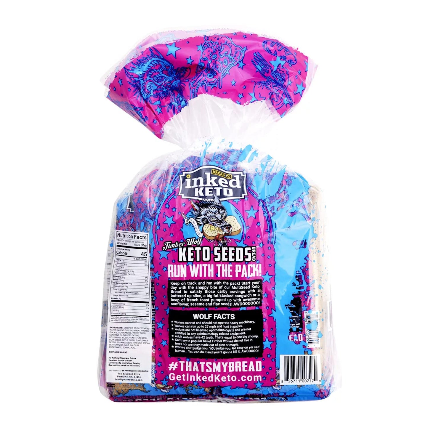 Timber Wolf Keto Seeds Bread No Sugar added 3 bags 18 oz Made in USA by inked Keto, 1.125 Pound (Pack of 3)