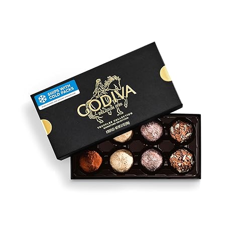 Godiva Signature Truffle Gift Box, Belgian Dark and Milk Chocolates with Ganache Center, Gourmet Gift for Birthdays, Holidays, Kosher, 8 Pc