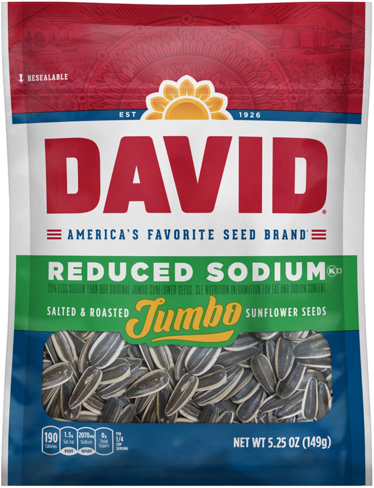 Jumbo Reduced Sodium Sunflower Seeds (4 Pack) 5.25 oz each