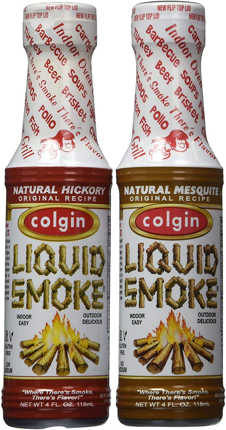 Colgin Hickory & Mesquite Liquid Smoke (4 oz each) Bundle for Home Cooks & BBQ Enthusiasts - Ideal Liquid Smoke for Cooking - Bold Texas Smokehouse