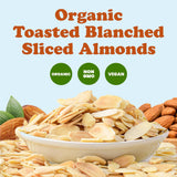 Food to Live - Organic Toasted Blanched Sliced Almonds, 12 Ounces - Unsalted & Dry Roasted, Premium Non-GMO Almond Nuts, Perfect for Salads, Snacks